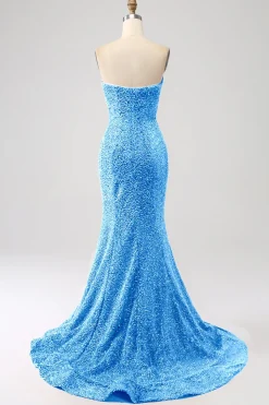 Bling Sereia Querida Hot Pink Sequins Long Prom Dress