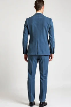 Blue 3 Piece Notched lapela Single Breasted Fato Homem