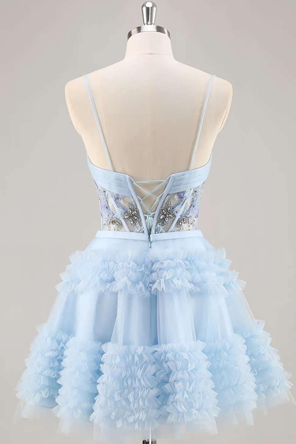 Blue Beaded Uma Linha Corset Homecoming Dress