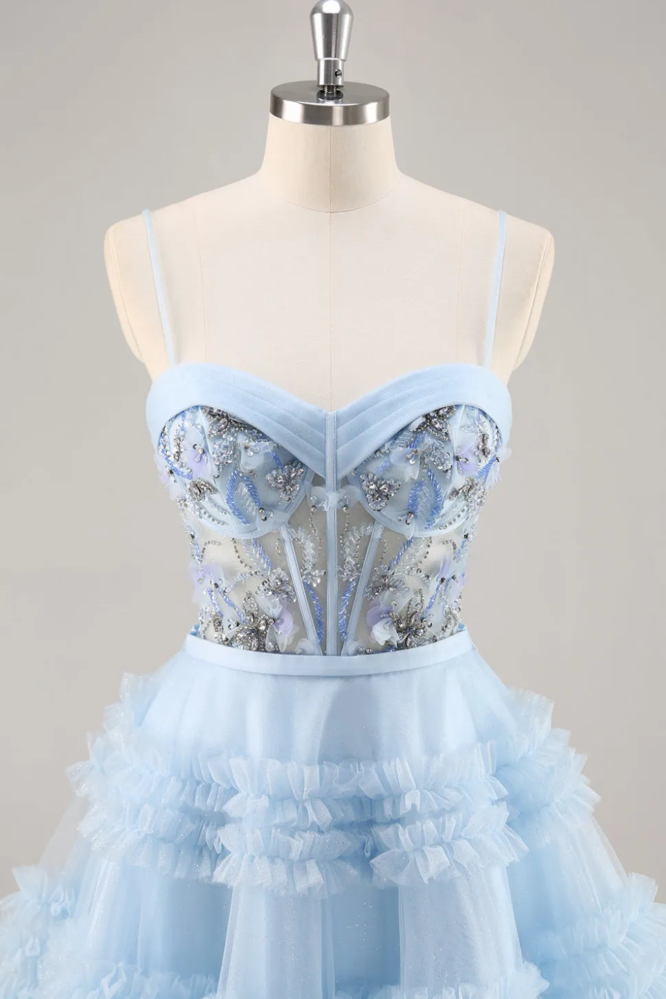 Blue Beaded Uma Linha Corset Homecoming Dress