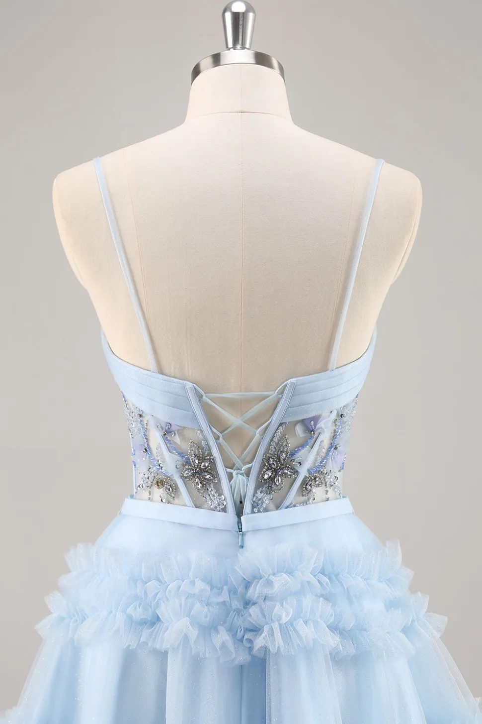 Blue Beaded Uma Linha Corset Homecoming Dress