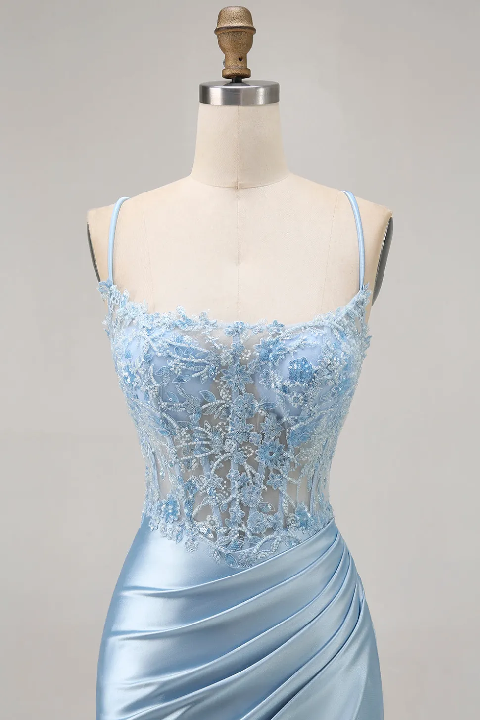 Blue Bodycon Sequins Corset frisado Homecoming Dress com apliques