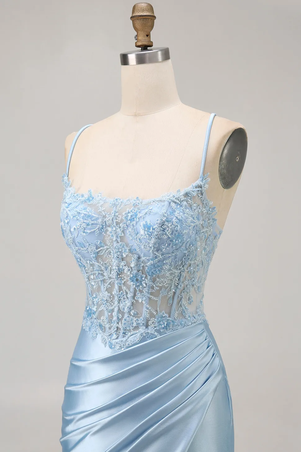 Blue Bodycon Sequins Corset frisado Homecoming Dress com apliques