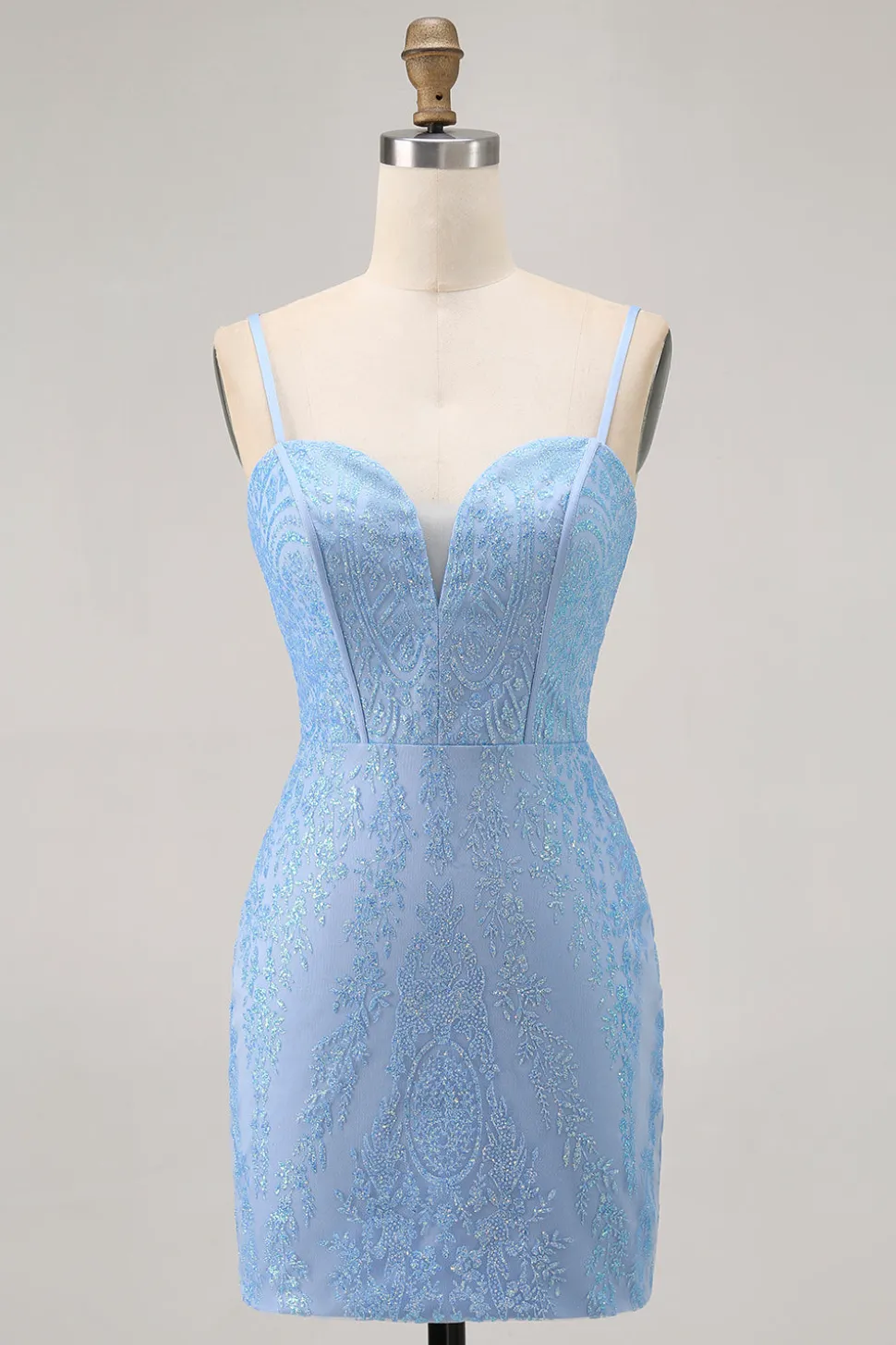 Blue Bodycon Strapless frisado vestido curto Homecoming