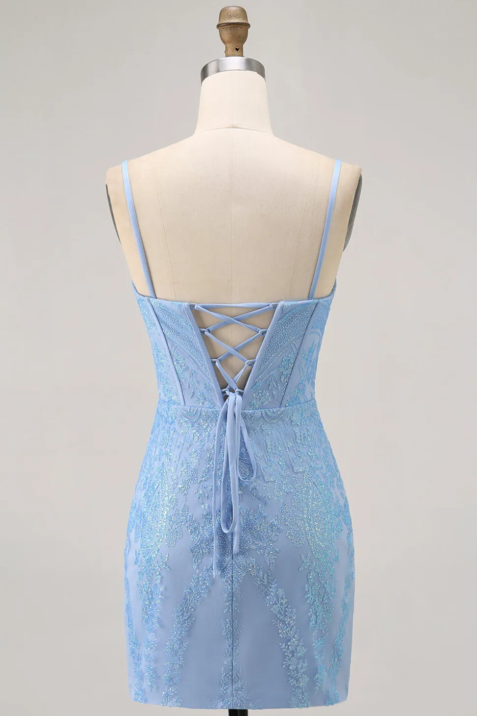 Blue Bodycon Strapless frisado vestido curto Homecoming