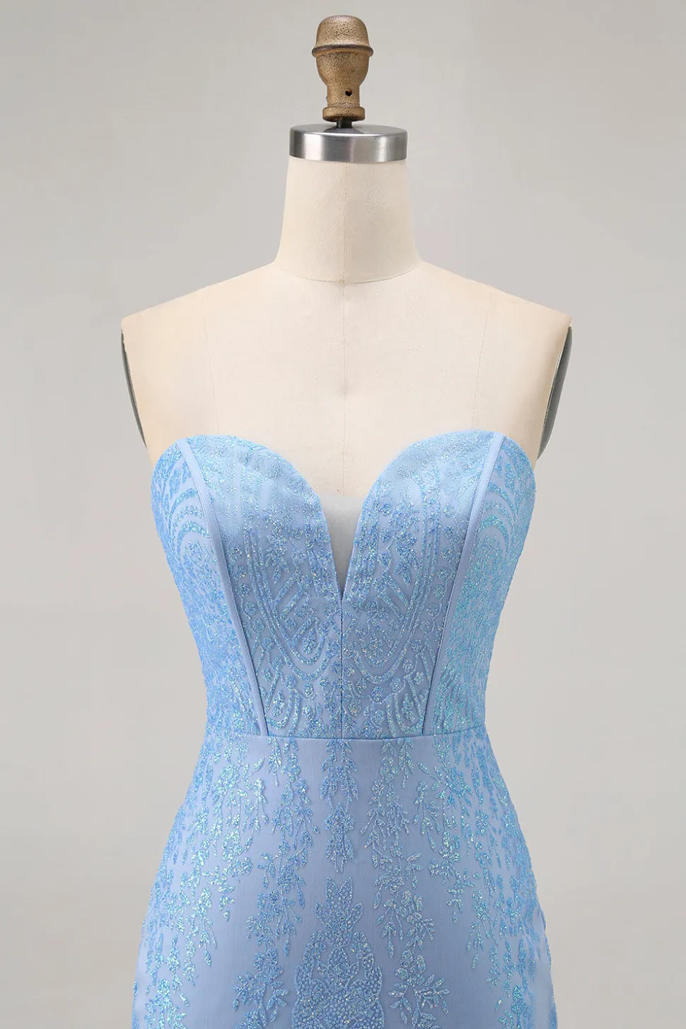 Blue Bodycon Strapless frisado vestido curto Homecoming