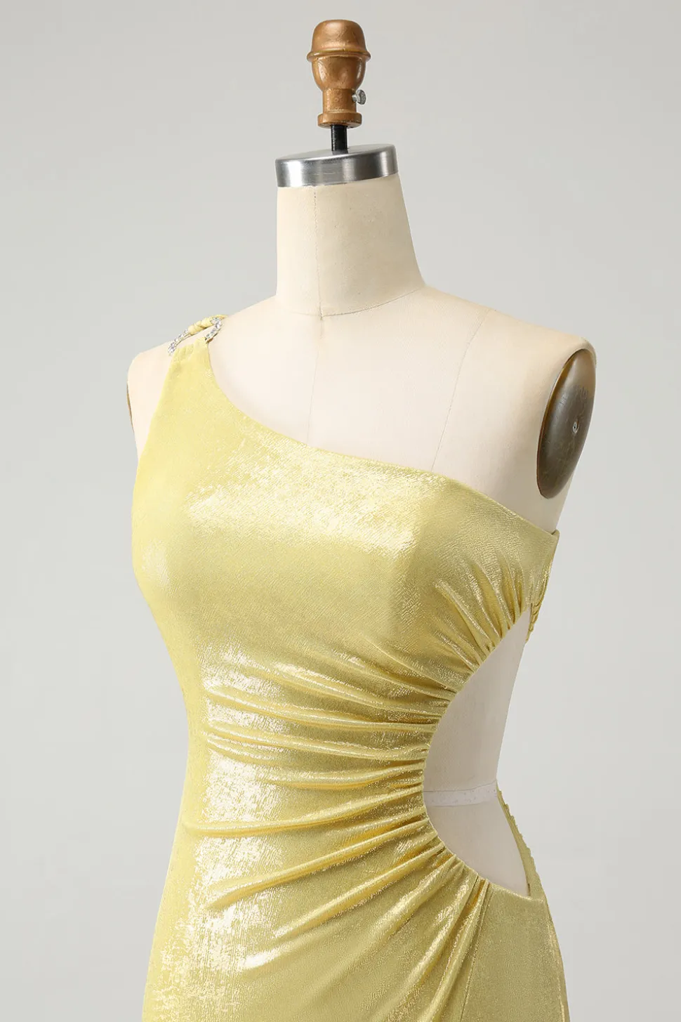 Blue Bodycon Um Ombro Cetim Vestido Curto Homecoming com Fenda