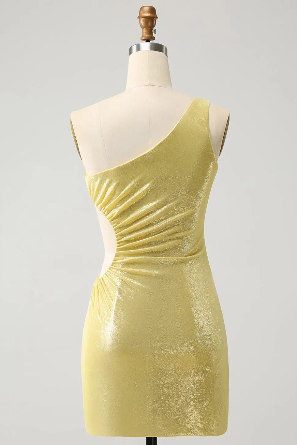 Blue Bodycon Um Ombro Cetim Vestido Curto Homecoming com Fenda