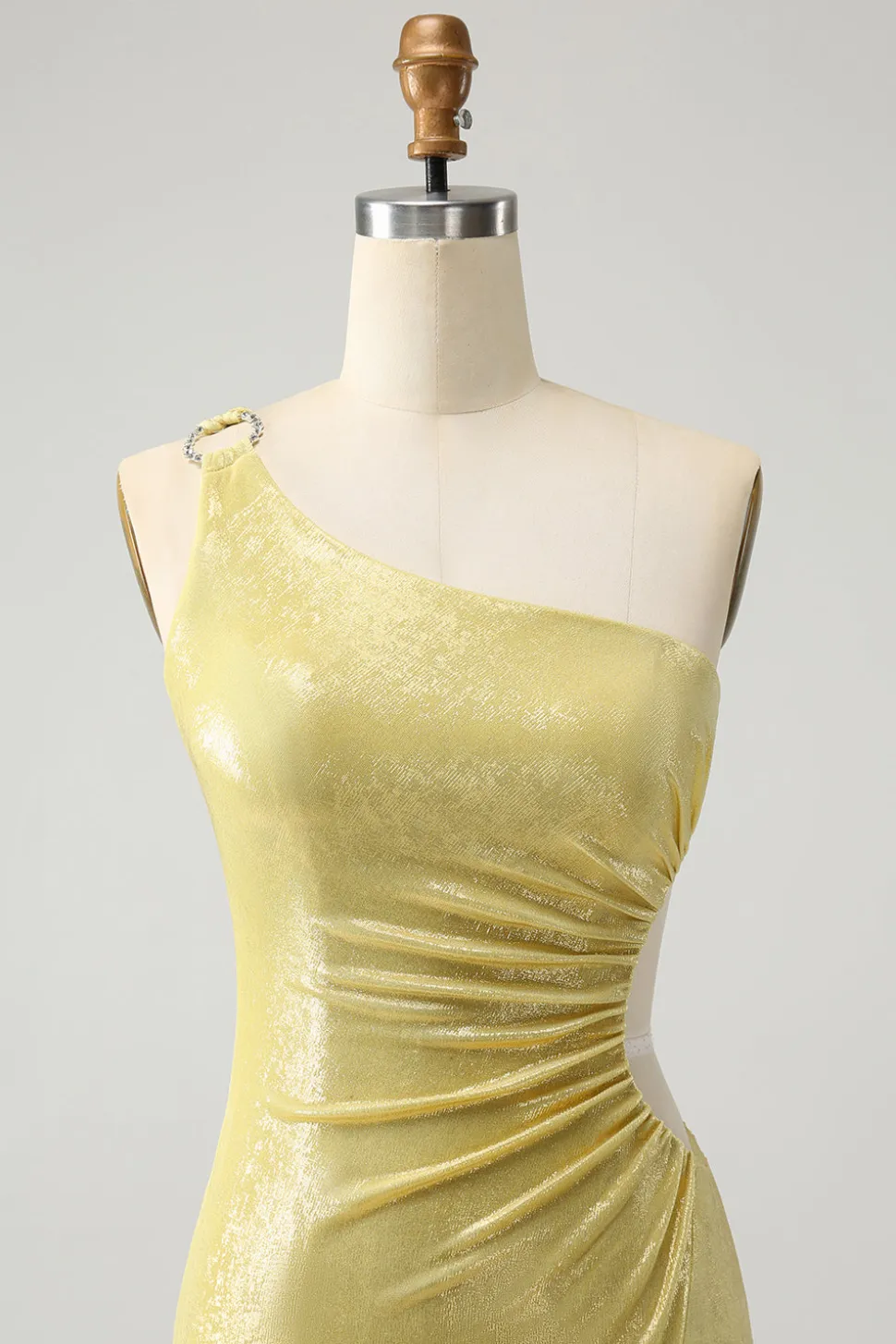 Blue Bodycon Um Ombro Cetim Vestido Curto Homecoming com Fenda