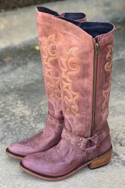 Blue Bordado Cowgirl Boho Mid Calf Botas