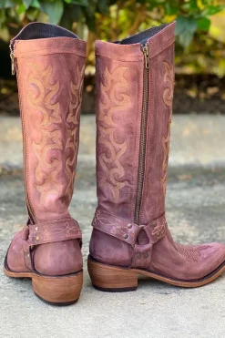 Blue Bordado Cowgirl Boho Mid Calf Botas