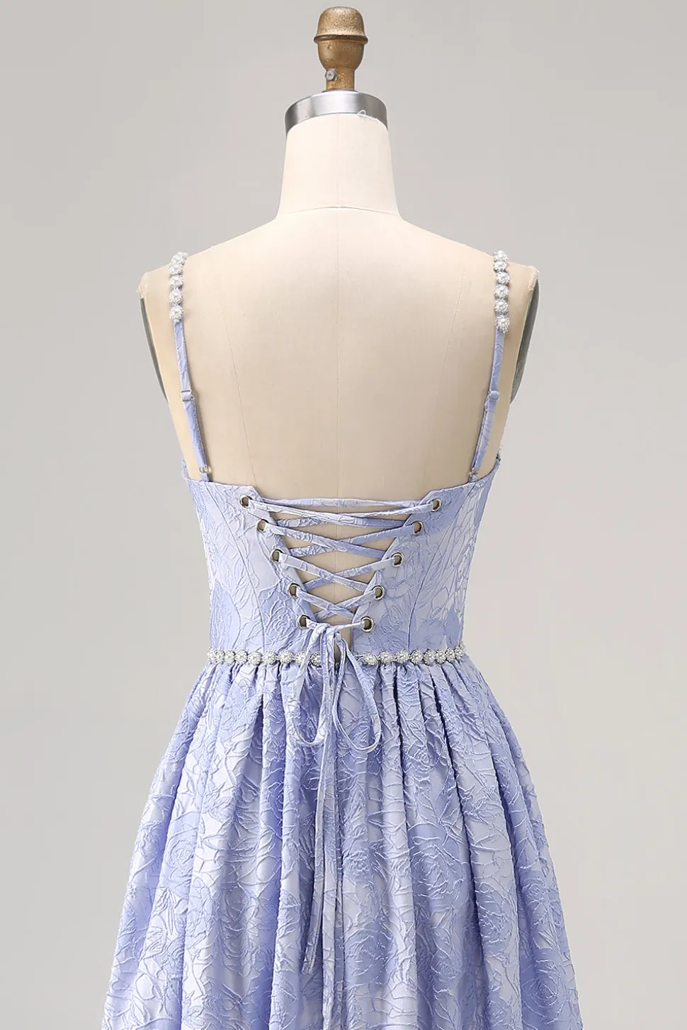 Blue Flower A-Line frisado vestido de noiva com fenda