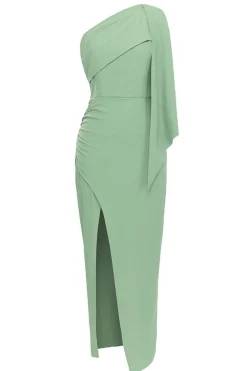 Blue One Shoulder Bodycon Vestido de Coquetel Longo