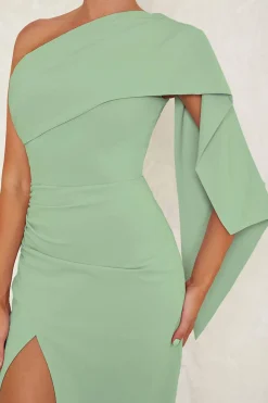 Blue One Shoulder Bodycon Vestido de Coquetel Longo