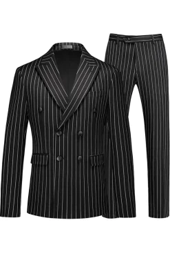 Blue Peak Lapel listrado 2 peças homens ternos