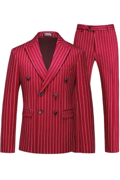 Blue Peak Lapel listrado 2 peças homens ternos