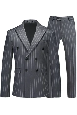 Blue Peak Lapel listrado 2 peças homens ternos