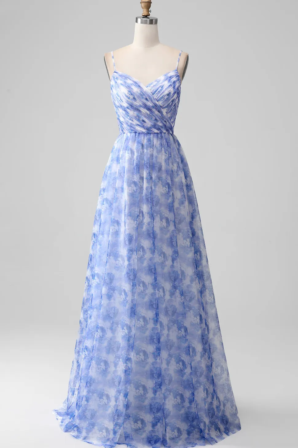 Blue Print Uma Linha Esparguete Correias Longo Vestido Madrinha