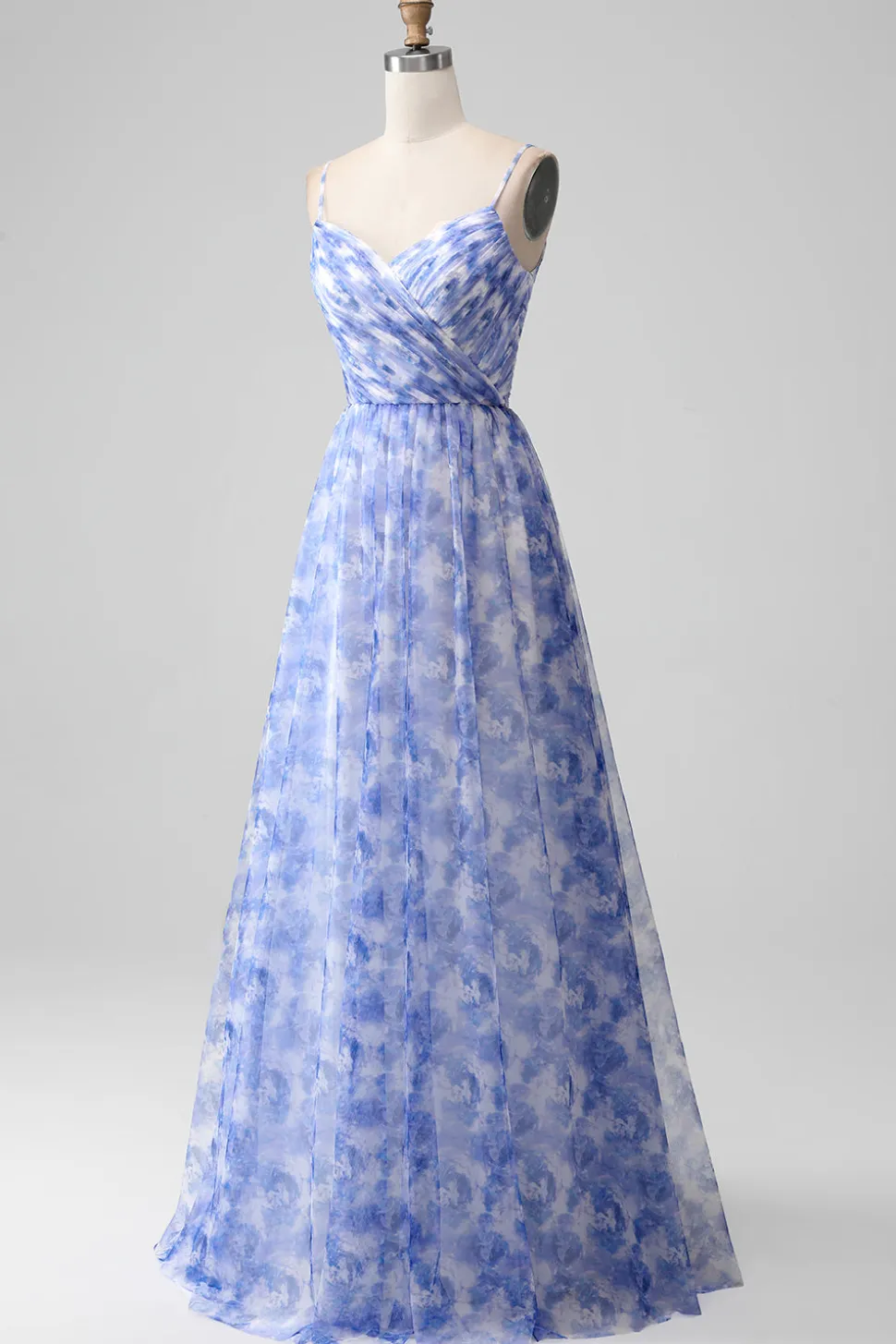 Blue Print Uma Linha Esparguete Correias Longo Vestido Madrinha