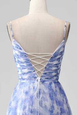Blue Print Uma Linha Esparguete Correias Longo Vestido Madrinha