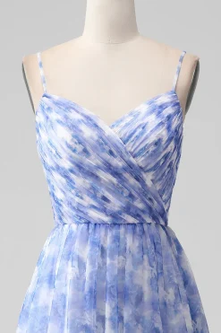 Blue Print Uma Linha Esparguete Correias Longo Vestido Madrinha