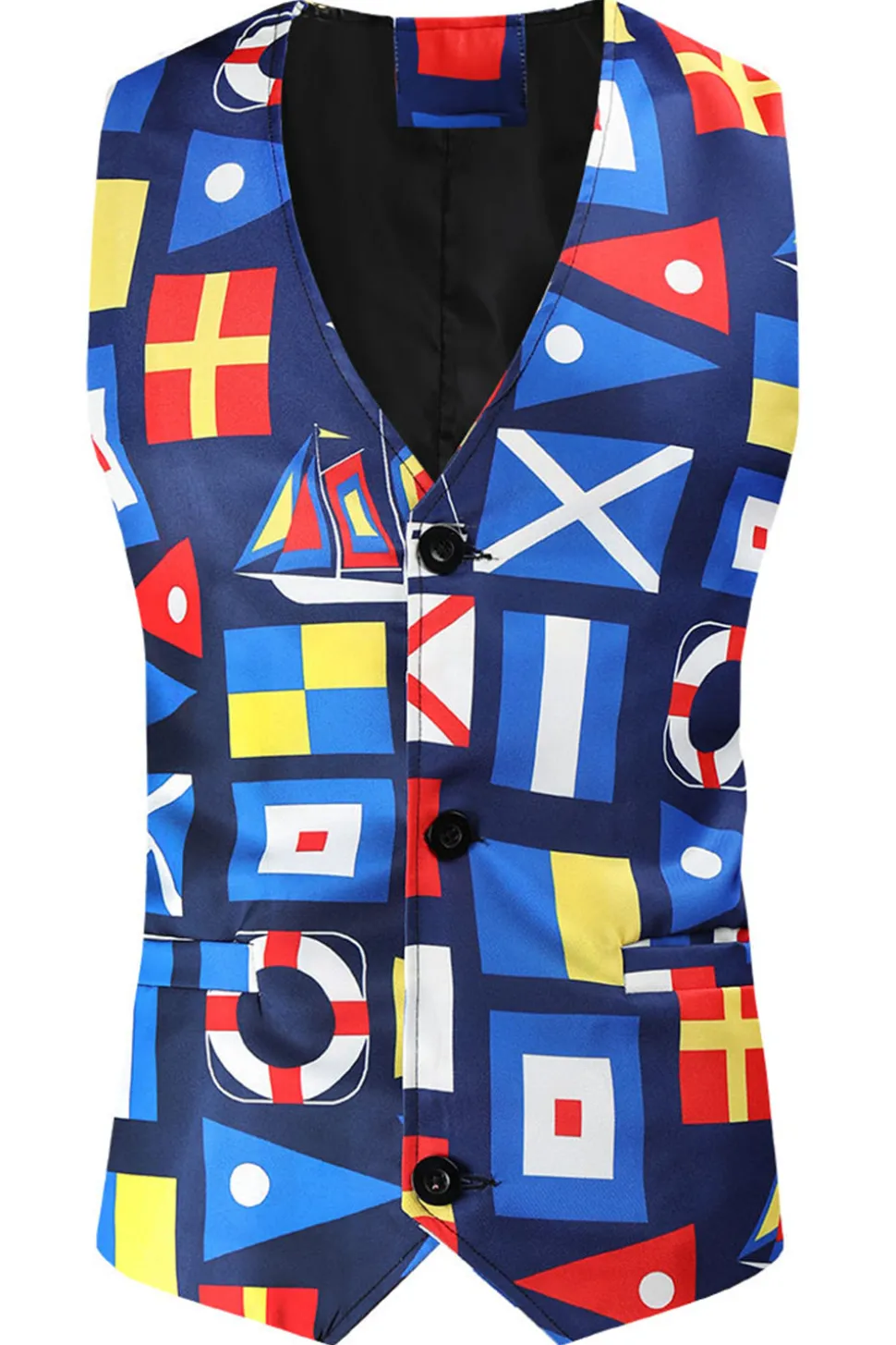 Blue Printed Notched Lapela Homens Ternos de Festa