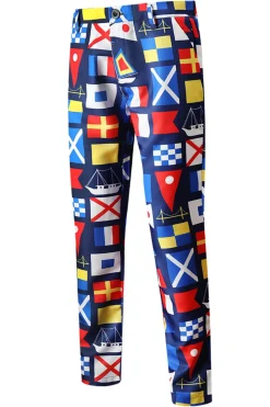 Blue Printed Notched Lapela Homens Ternos de Festa