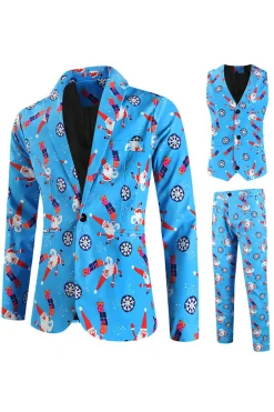 Blue Shawl Lapel 3-Piece terno masculino para o Natal
