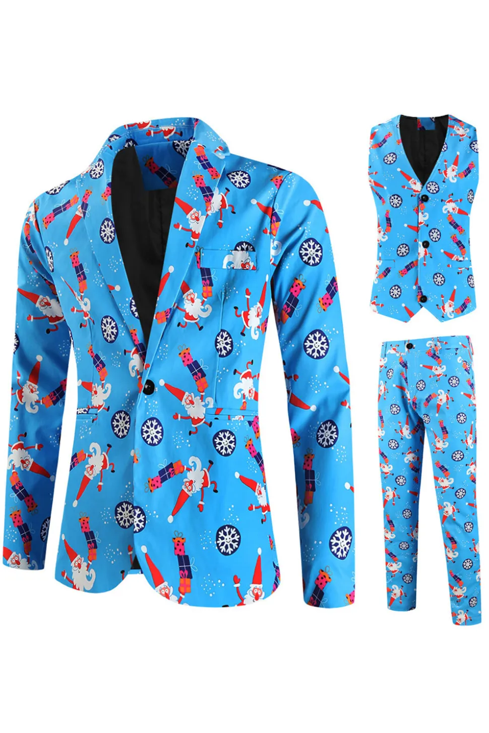 Blue Shawl Lapel 3-Piece terno masculino para o Natal