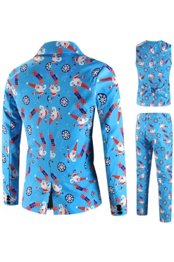 Blue Shawl Lapel 3-Piece terno masculino para o Natal
