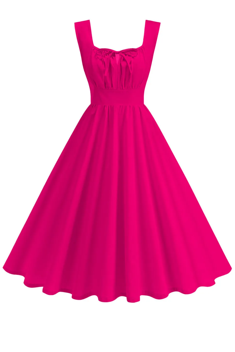 Blue Square Neck A-Line Midi Vestido dos anos 1950
