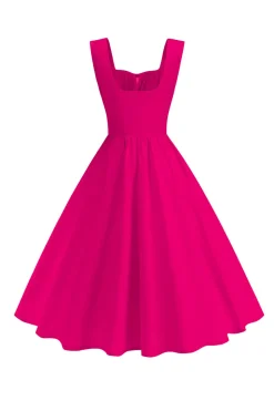 Blue Square Neck A-Line Midi Vestido dos anos 1950