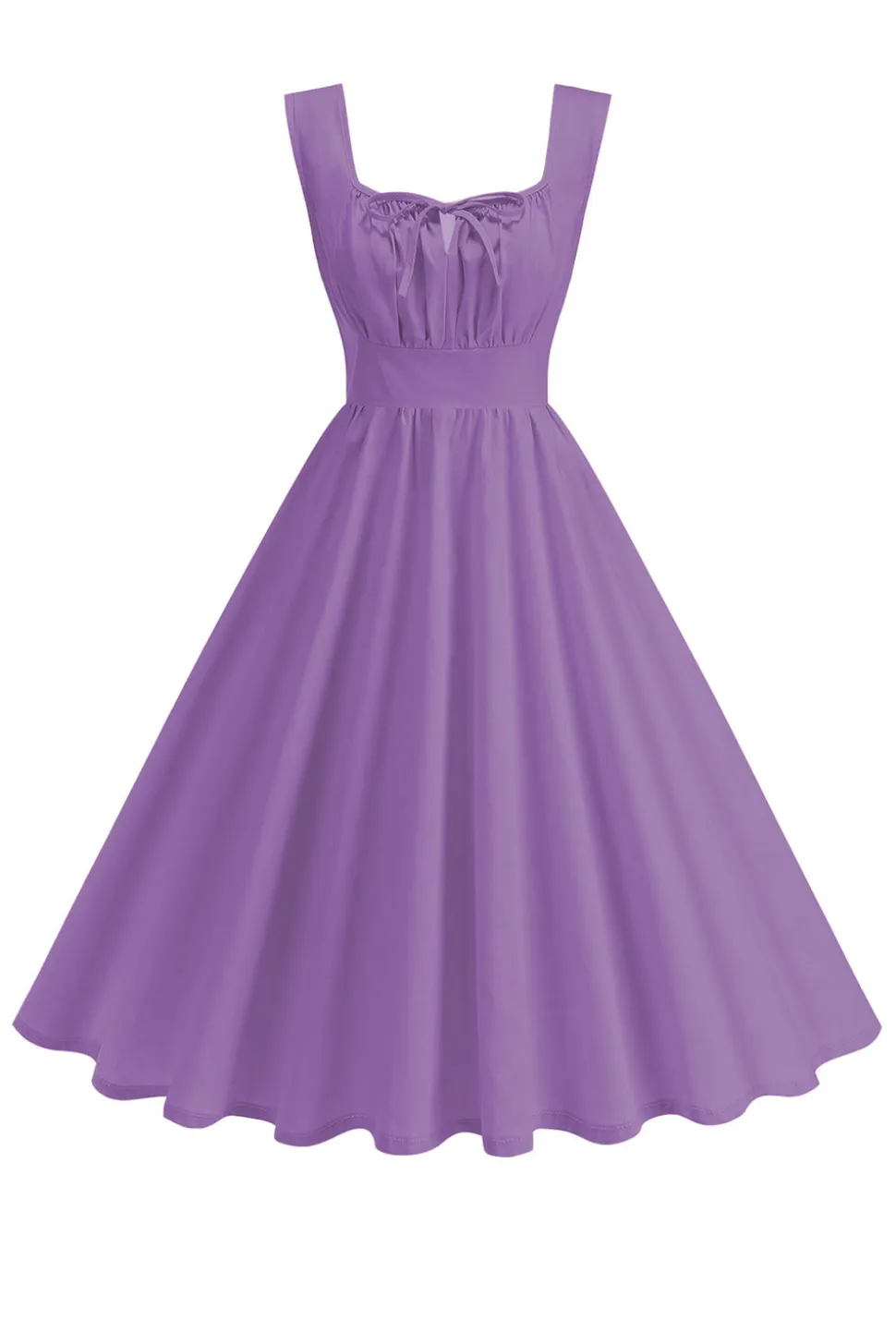 Blue Square Neck A-Line Midi Vestido dos anos 1950