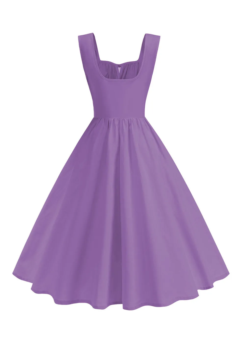 Blue Square Neck A-Line Midi Vestido dos anos 1950