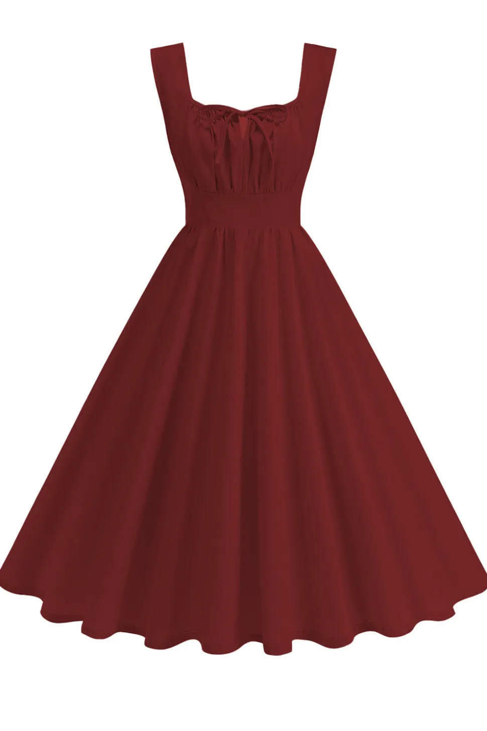 Blue Square Neck A-Line Midi Vestido dos anos 1950