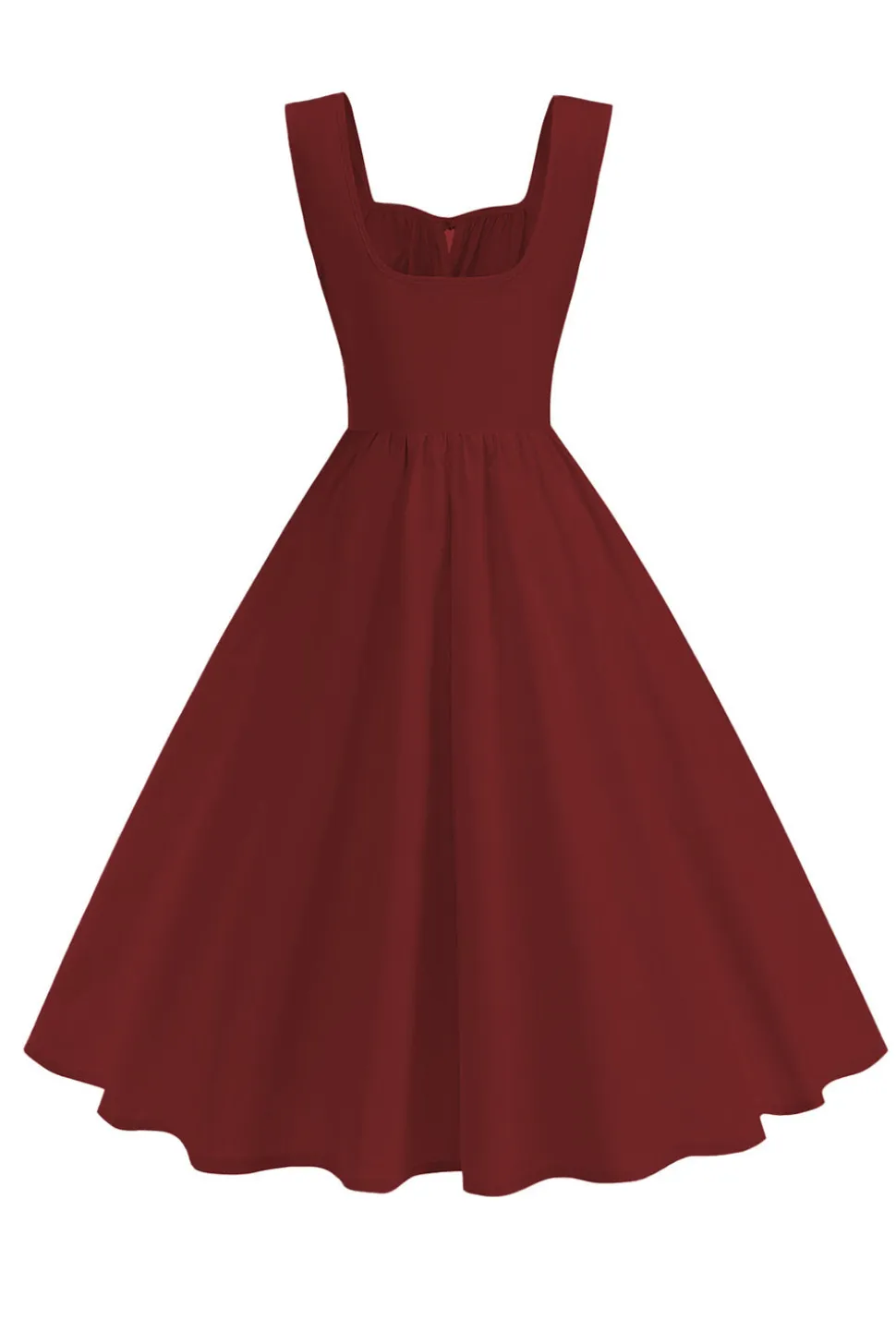 Blue Square Neck A-Line Midi Vestido dos anos 1950
