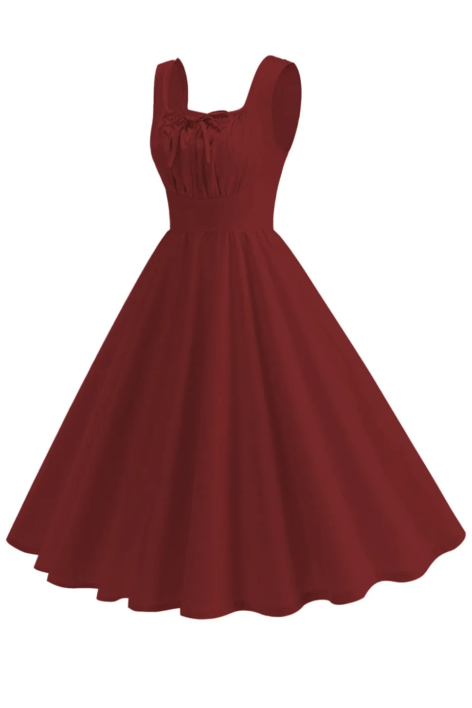 Blue Square Neck A-Line Midi Vestido dos anos 1950