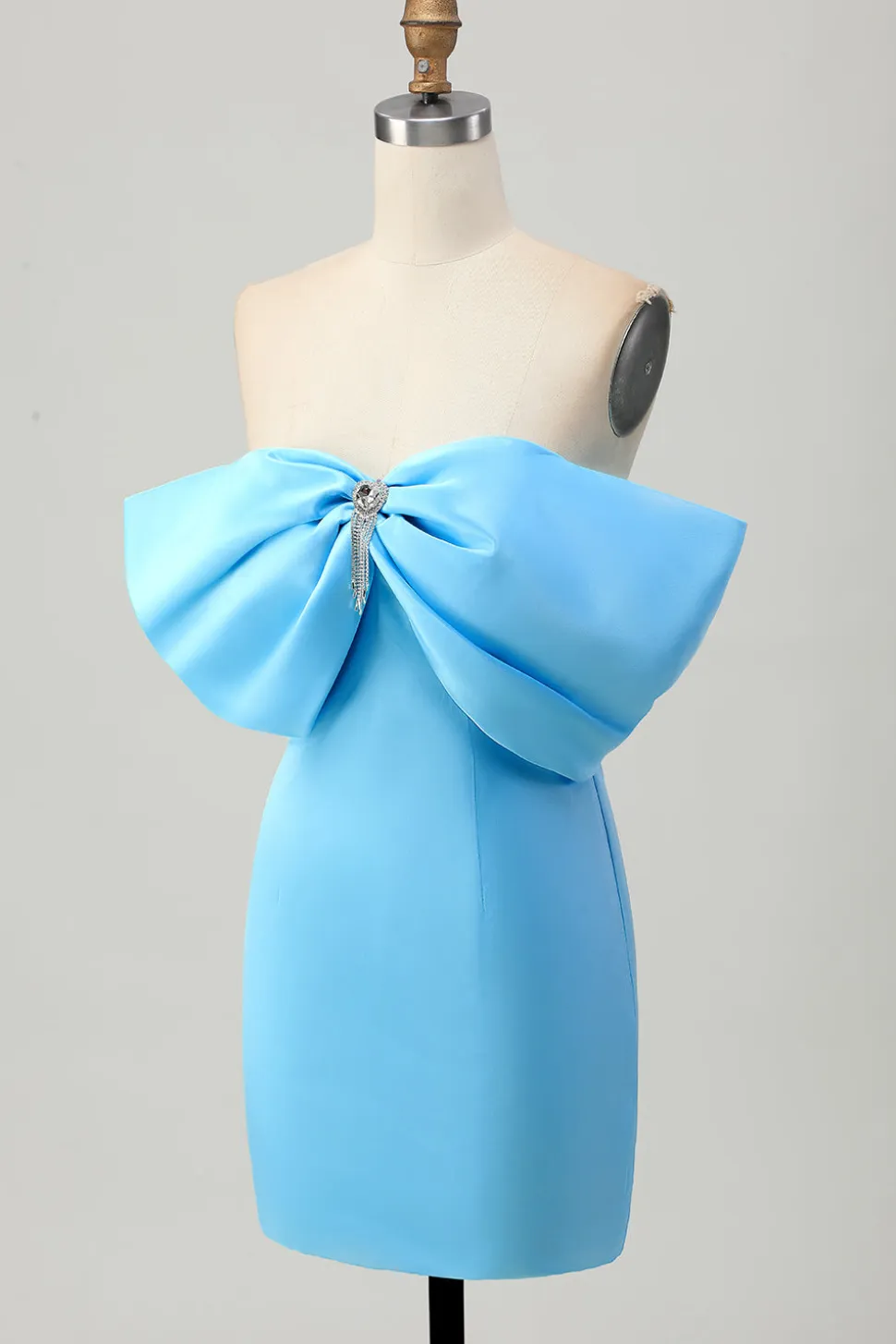 Blue Strapless Ruched Tight Homecoming Dress com renda-up para trás