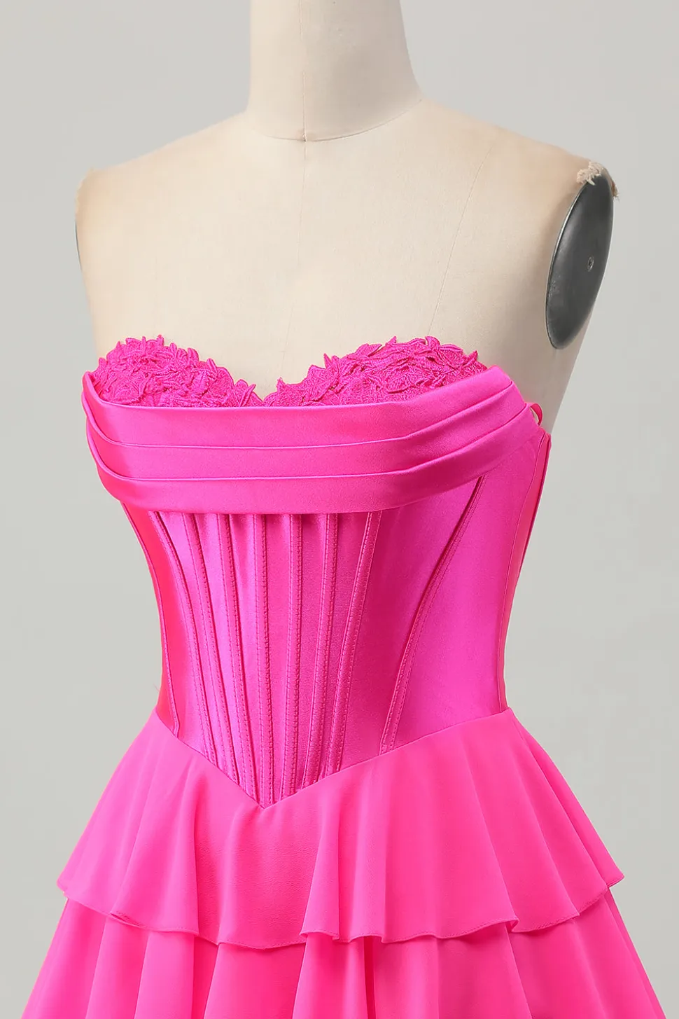 Blue Tiered Corset Uma linha Strapless Short Homecoming Dress