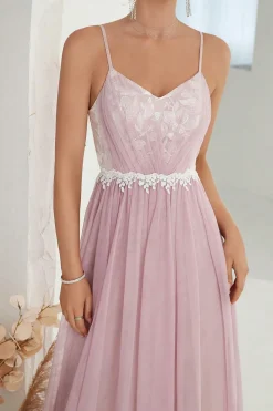 Blush A Line Espaghetti Correias Tulle Long Prom Dress