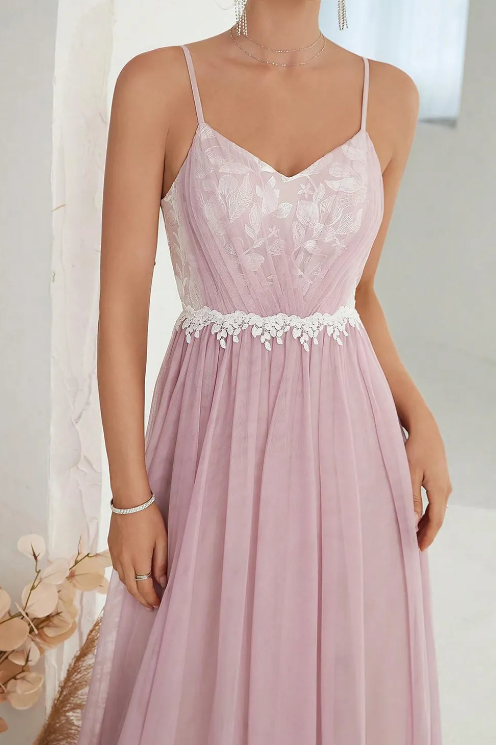 Blush A Line Espaghetti Correias Tulle Long Prom Dress
