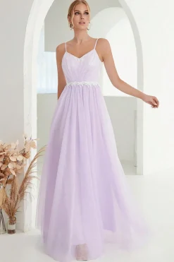 Blush A Line Espaghetti Correias Tulle Long Prom Dress