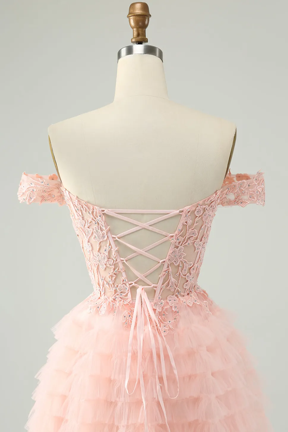 Blush A Line Off The Shoulder Corset Short Tulle Homecoming Dress