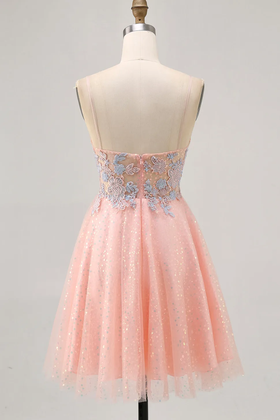 Blush A Line Sequins Appliqued Vestido Curto Homecoming