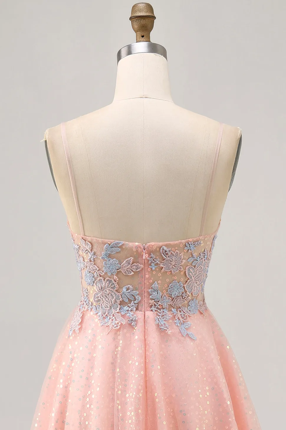 Blush A Line Sequins Appliqued Vestido Curto Homecoming