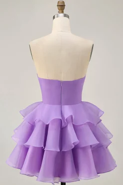 Blush A-Line Strapless Tiered Homecoming Dress com flores 3D