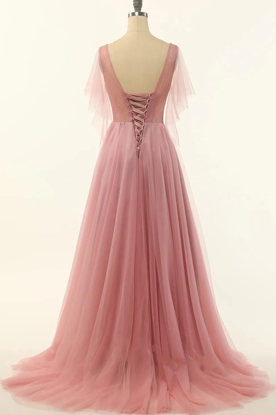 Blush Beading Tulle A-line Vestido de baile