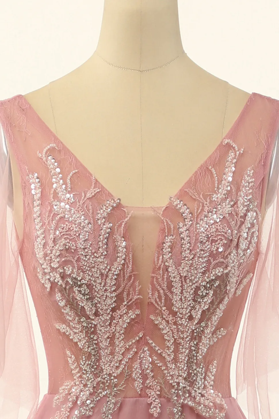 Blush Beading Tulle A-line Vestido de baile