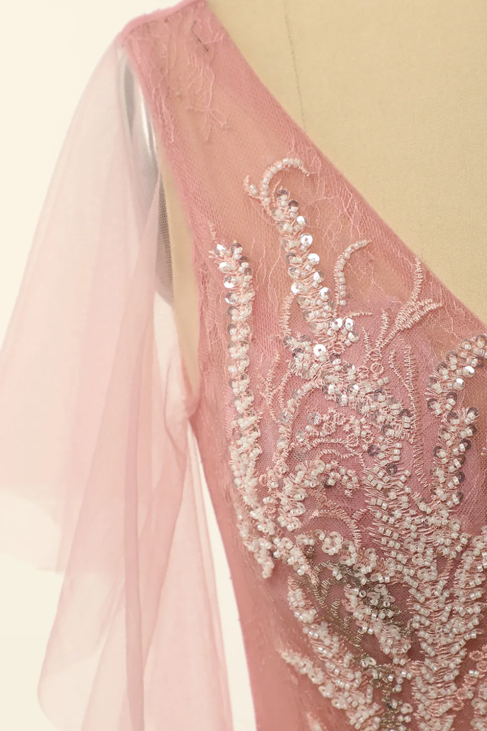 Blush Beading Tulle A-line Vestido de baile