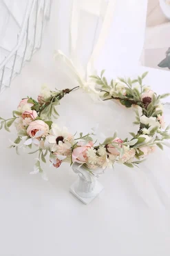 Blush Camélia Floral Coroa Noiva Casamento Headband